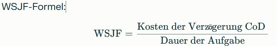 Formel zur WSJF Berechnung